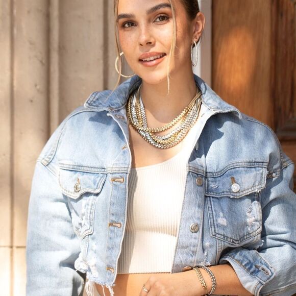 NWT stella & dot and MB on the mark mini statement necklace ~ one silver strand - Picture 3 of 5